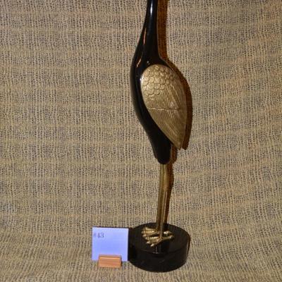 Brass & Wood Crane, Korea 27.75" Tall