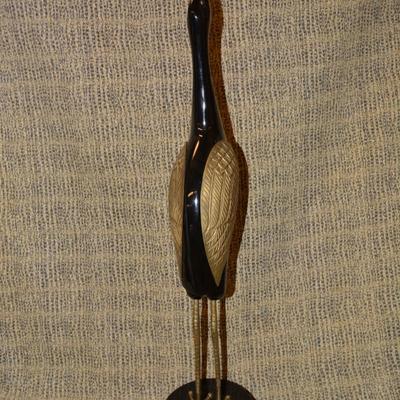 Brass & Wood Crane, Korea 27.75" Tall