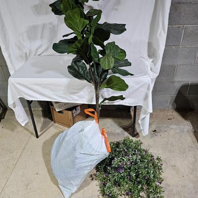 Assortment of Decorative Spring Foliage: Fiddle Leaf Fig, Hanging Basket, & More (B1-JS)