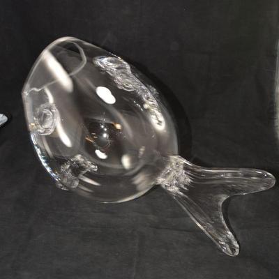 SHANNON CRYSTAL Clear Fish Blown Glass Bowl, Ireland 18”x10.5”x9”