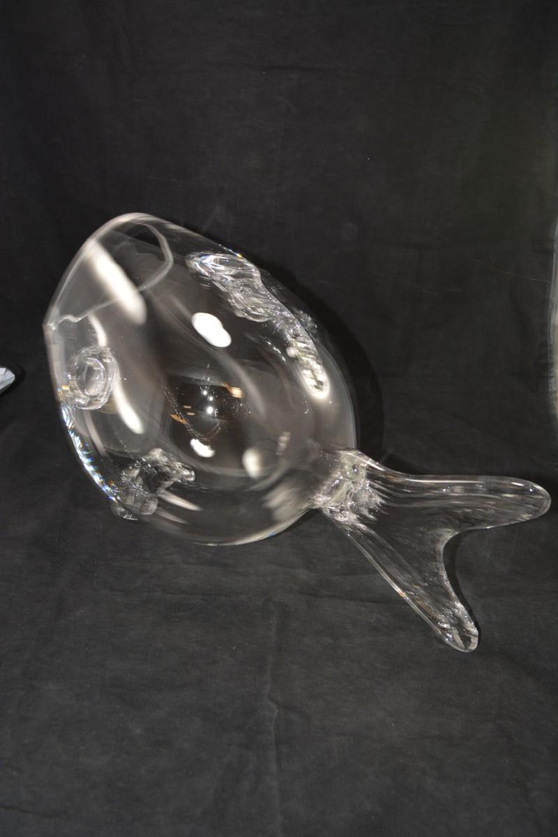 SHANNON CRYSTAL Clear Fish Blown Glass Bowl, Ireland 18”x10.5”x9”