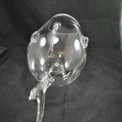 SHANNON CRYSTAL Clear Fish Blown Glass Bowl, Ireland 18”x10.5”x9”