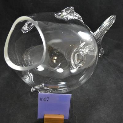 SHANNON CRYSTAL Clear Fish Blown Glass Bowl, Ireland 18”x10.5”x9”
