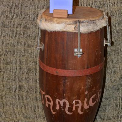 Large Vintage Conga Drum, Jamaica 26”x10”x10”