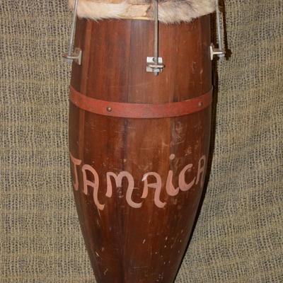 Large Vintage Conga Drum, Jamaica 26”x10”x10”