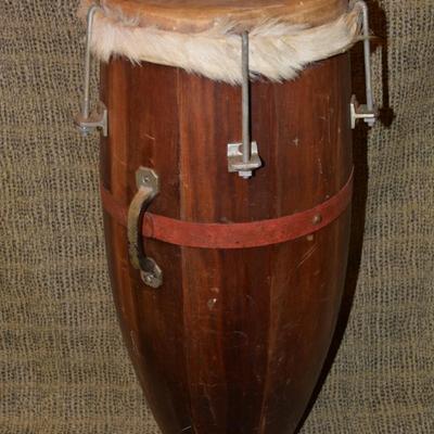 Large Vintage Conga Drum, Jamaica 26”x10”x10”