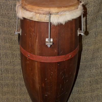 Large Vintage Conga Drum, Jamaica 26”x10”x10”