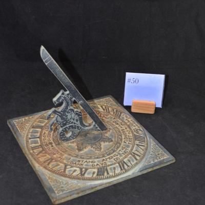 Vintage Virginia Metal Crafters Cast Iron Sundial 9.75”x9.75”x9”