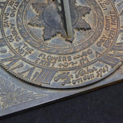 Vintage Virginia Metal Crafters Cast Iron Sundial 9.75”x9.75”x9”