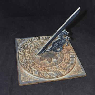 Vintage Virginia Metal Crafters Cast Iron Sundial 9.75”x9.75”x9”