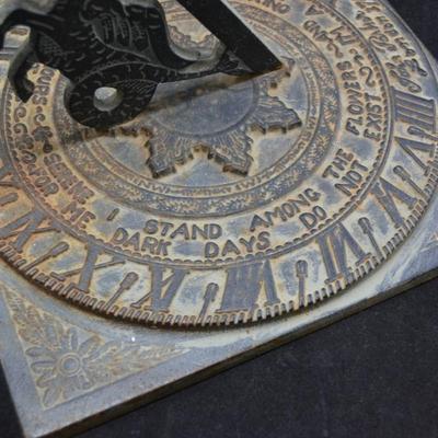 Vintage Virginia Metal Crafters Cast Iron Sundial 9.75”x9.75”x9”