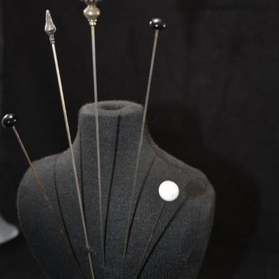 Lot of 5 Antique Victorian Hat Pins 9”/6”