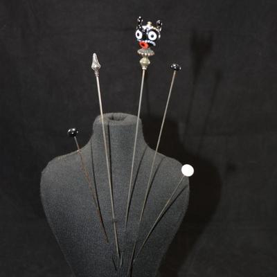 Lot of 5 Antique Victorian Hat Pins 9”/6”