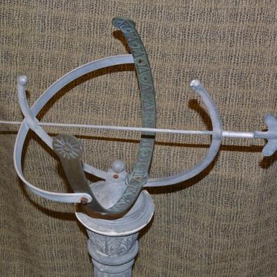 Well-Weathered Aluminum & Brass Armillary Sphere 39” Tall
