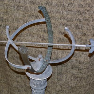 Well-Weathered Aluminum & Brass Armillary Sphere 39” Tall