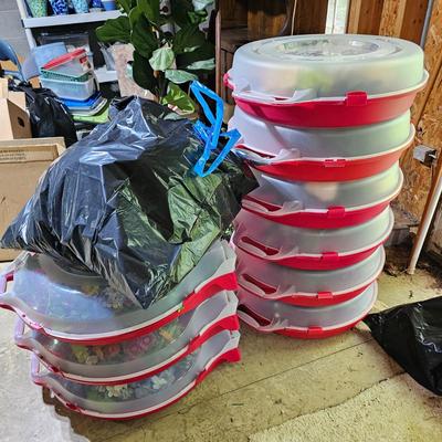 Collection of Spring Floral Wreaths w/ Sterilite Storage Containers (B1-JS)