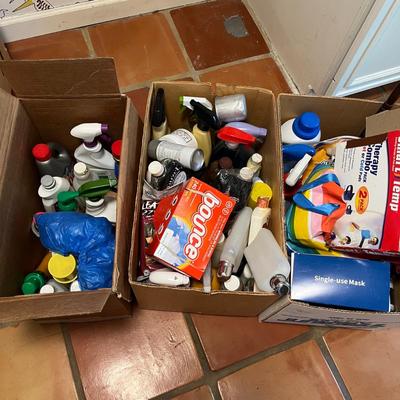3 boxes of household supplies