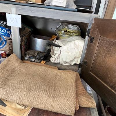 Antique cabinet and supplies