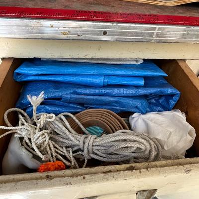 Antique cabinet and supplies