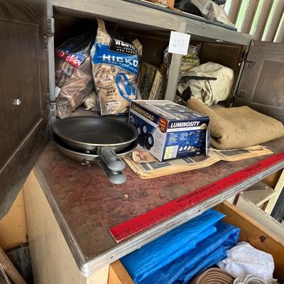 Antique cabinet and supplies