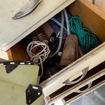 Antique cabinet and supplies