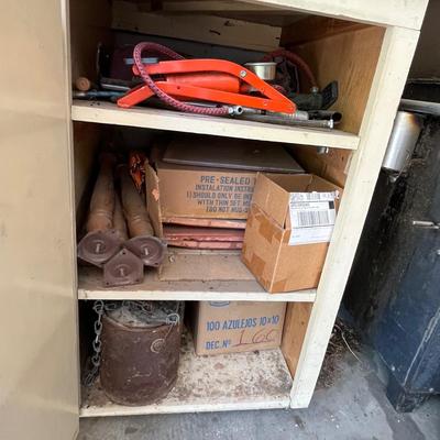 Antique cabinet and supplies