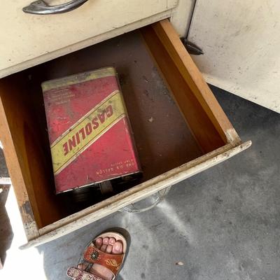 Antique cabinet and supplies