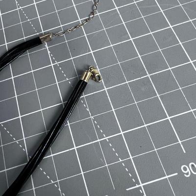 Pearl and Sterling Cross on a leather Necklace with a 14K Clasp 