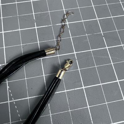Pearl and Sterling Cross on a leather Necklace with a 14K Clasp 
