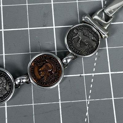 Coin Bracelet Sterling Silver