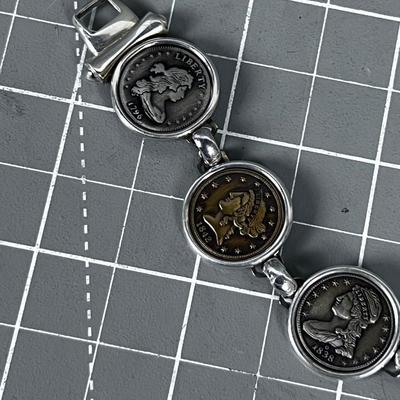 Coin Bracelet Sterling Silver