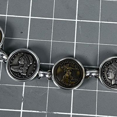 Coin Bracelet Sterling Silver