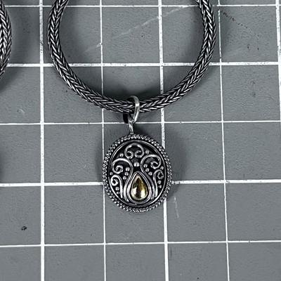 Sterling Silver Hoop and 18K Tear Drop in lay 