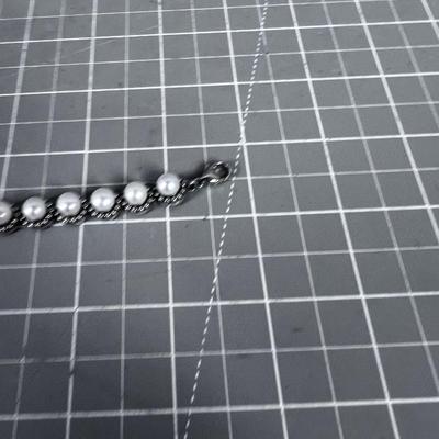 White Pearl and Silver Bracelet 