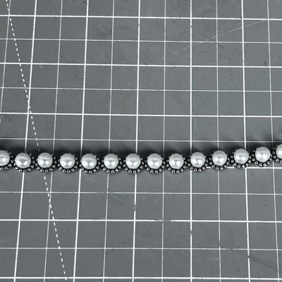 White Pearl and Silver Bracelet 