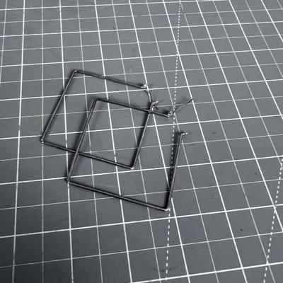 Large Square Hoop 925 Earrings