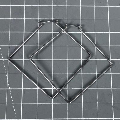 Large Square Hoop 925 Earrings