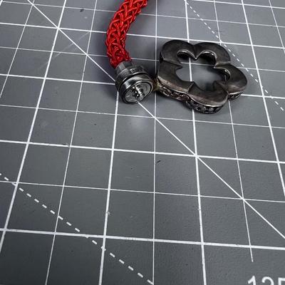 Orange Silk Necklace with Flower Sterling Clasp 