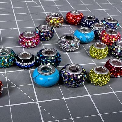 Jeweled or Turquoise Beads CHARMS for Bracelet 