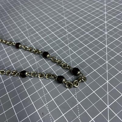 Ann Klein Smokey Glass Color Beads on Gold Tone Chain