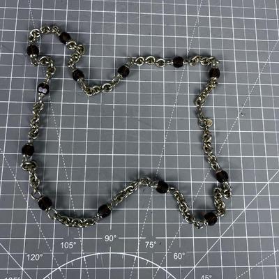 Ann Klein Smokey Glass Color Beads on Gold Tone Chain
