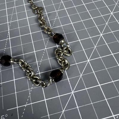 Ann Klein Smokey Glass Color Beads on Gold Tone Chain