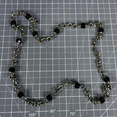 Ann Klein Smokey Glass Color Beads on Gold Tone Chain