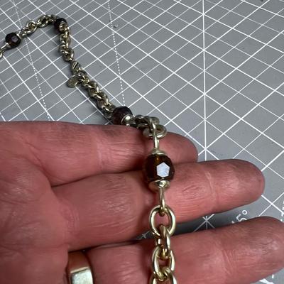 Ann Klein Smokey Glass Color Beads on Gold Tone Chain