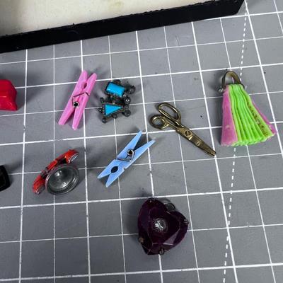 Vintage Box Full of Plastic and Metal CHARMS 