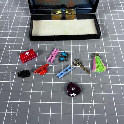 Vintage Box Full of Plastic and Metal CHARMS 