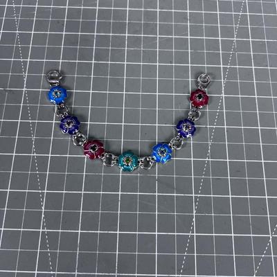 Colorful Enamel Silver Bracelet 
