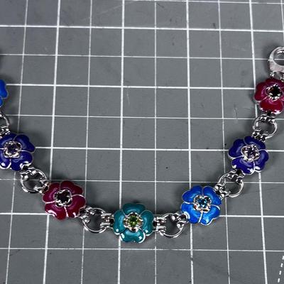 Colorful Enamel Silver Bracelet 