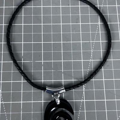 Designer: 925 Obsidian Leather Necklace RLM Studios 