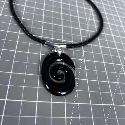 Designer: 925 Obsidian Leather Necklace RLM Studios 
